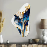 Abstract Geode Gold And Blue Marble Shape III - Asymmetric Metal Wall Clock