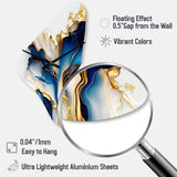 Abstract Geode Gold And Blue Marble Shape III - Asymmetric Metal Wall Clock