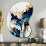 Abstract Geode Gold And Blue Marble Shape III - Asymmetric Metal Wall Clock