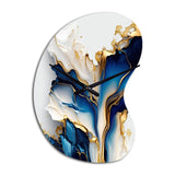 Abstract Geode Gold And Blue Marble Shape III - Asymmetric Metal Wall Clock
