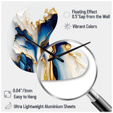 Abstract Geode Gold And Blue Marble Shape III - Asymmetric Metal Wall Clock