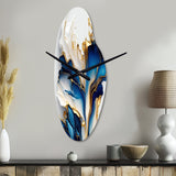 Abstract Geode Gold And Blue Marble Shape III - Asymmetric Metal Wall Clock