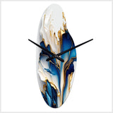 Abstract Geode Gold And Blue Marble Shape III - Asymmetric Metal Wall Clock
