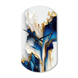 Abstract Geode Gold And Blue Marble Shape III - Asymmetric Metal Wall Clock