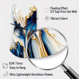 Abstract Geode Gold And Blue Marble Shape III - Asymmetric Metal Wall Clock