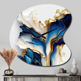 Abstract Geode Gold And Blue Marble Shape III - Asymmetric Metal Wall Clock