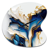 Abstract Geode Gold And Blue Marble Shape III - Asymmetric Metal Wall Clock