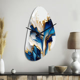 Abstract Geode Gold And Blue Marble Shape III - Asymmetric Metal Wall Clock