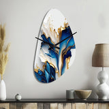 Abstract Geode Gold And Blue Marble Shape III - Asymmetric Metal Wall Clock