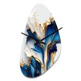 Abstract Geode Gold And Blue Marble Shape III - Asymmetric Metal Wall Clock