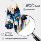 Abstract Geode Gold And Blue Marble Shape III - Asymmetric Metal Wall Clock