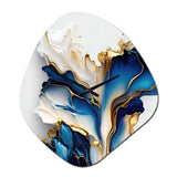 Abstract Geode Gold And Blue Marble Shape III - Asymmetric Metal Wall Clock