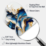 Abstract Geode Gold And Blue Marble Shape III - Asymmetric Metal Wall Clock