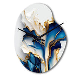 Abstract Geode Gold And Blue Marble Shape III - Asymmetric Metal Wall Clock
