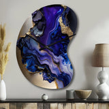 Abstract Geode Gold And Purple Marble - Asymmetric Metal Wall Clock