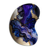 Abstract Geode Gold And Purple Marble - Asymmetric Metal Wall Clock