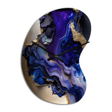 Abstract Geode Gold And Purple Marble - Asymmetric Metal Wall Clock