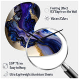 Abstract Geode Gold And Purple Marble - Asymmetric Metal Wall Clock