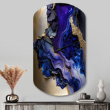 Abstract Geode Gold And Purple Marble - Asymmetric Metal Wall Clock