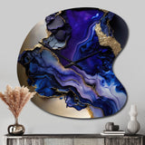 Abstract Geode Gold And Purple Marble - Asymmetric Metal Wall Clock