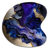 Abstract Geode Gold And Purple Marble - Asymmetric Metal Wall Clock