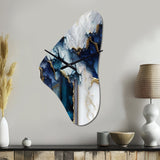 Abstract Geode White And Blue Marble I - Asymmetric Metal Wall Clock