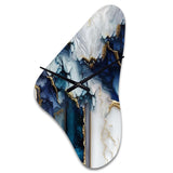 Abstract Geode White And Blue Marble I - Asymmetric Metal Wall Clock