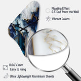Abstract Geode White And Blue Marble I - Asymmetric Metal Wall Clock