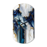 Abstract Geode White And Blue Marble I - Asymmetric Metal Wall Clock