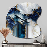Abstract Geode White And Blue Marble I - Asymmetric Metal Wall Clock