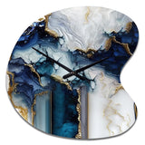 Abstract Geode White And Blue Marble I - Asymmetric Metal Wall Clock