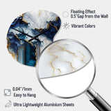 Abstract Geode White And Blue Marble I - Asymmetric Metal Wall Clock