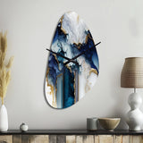Abstract Geode White And Blue Marble I - Asymmetric Metal Wall Clock