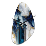 Abstract Geode White And Blue Marble I - Asymmetric Metal Wall Clock