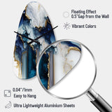 Abstract Geode White And Blue Marble I - Asymmetric Metal Wall Clock