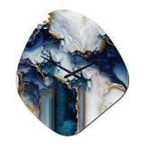 Abstract Geode White And Blue Marble I - Asymmetric Metal Wall Clock