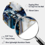 Abstract Geode White And Blue Marble I - Asymmetric Metal Wall Clock