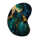 Abstract Geode Marble Green And Gold - Asymmetric Metal Wall Clock