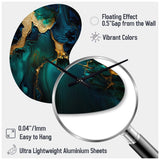 Abstract Geode Marble Green And Gold - Asymmetric Metal Wall Clock
