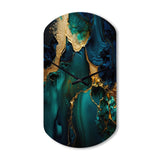Abstract Geode Marble Green And Gold - Asymmetric Metal Wall Clock