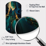 Abstract Geode Marble Green And Gold - Asymmetric Metal Wall Clock