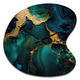 Abstract Geode Marble Green And Gold - Asymmetric Metal Wall Clock