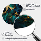 Abstract Geode Marble Green And Gold - Asymmetric Metal Wall Clock