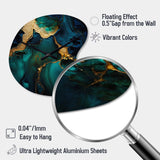 Abstract Geode Marble Green And Gold - Asymmetric Metal Wall Clock