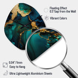 Abstract Geode Marble Green And Gold - Asymmetric Metal Wall Clock