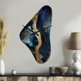 Abstract Geode Gold And Blue Marble V - Asymmetric Metal Wall Clock