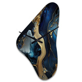 Abstract Geode Gold And Blue Marble V - Asymmetric Metal Wall Clock