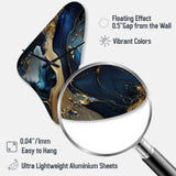 Abstract Geode Gold And Blue Marble V - Asymmetric Metal Wall Clock