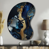 Abstract Geode Gold And Blue Marble V - Asymmetric Metal Wall Clock