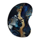 Abstract Geode Gold And Blue Marble V - Asymmetric Metal Wall Clock